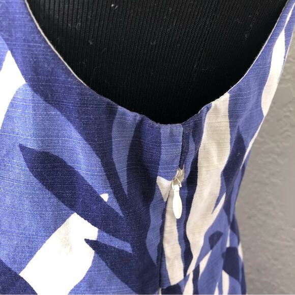 Boden blue and white leaf print sleeveless sheath dress size 8 Petite - Picture 10 of 14
